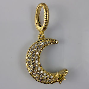 Judith Ripka Moon & Star Diamonique Necklace Pendant Gold